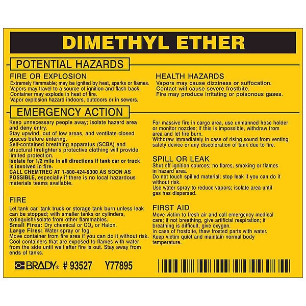 Chemical Label, 3 3/4 in H, 4 1/2 in W, 93527