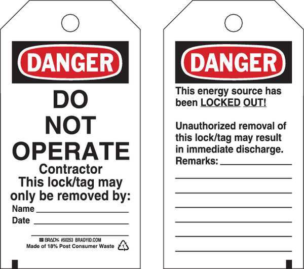 Danger Tag, 5-3/4inHx3inW, Poly, Brass, PK25
