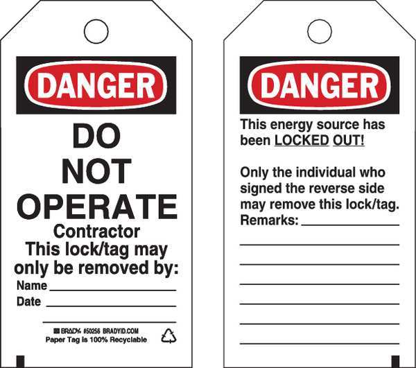 Danger Tag, 5-3/4inHx3inW, Cardstock, PK25