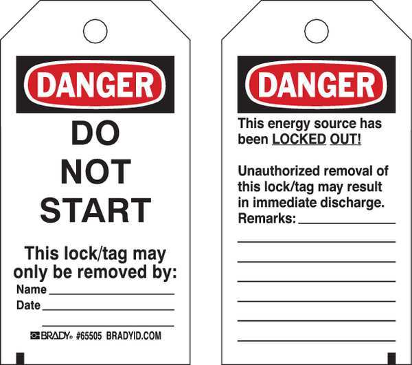 Danger Tag, 5-1/2inHx3inW, Poly, Brass, PK25
