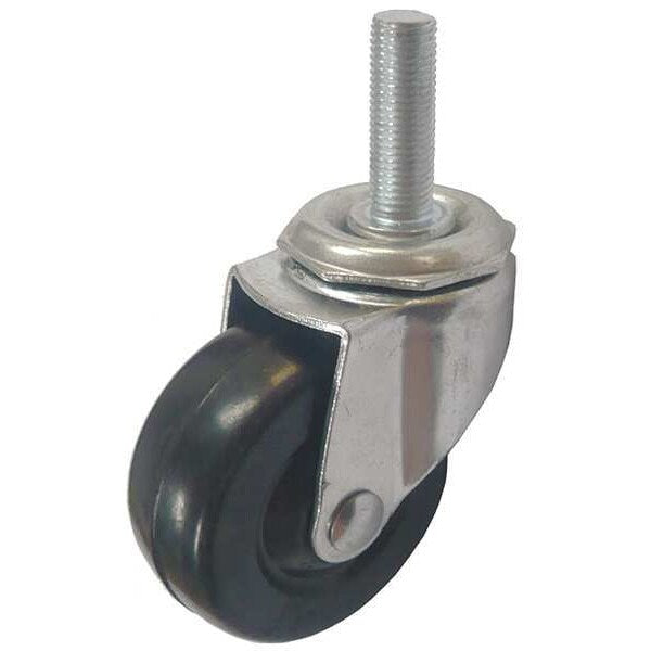 Swivl Stem Caster, Rubber, 2 in., 75 lb, Blk