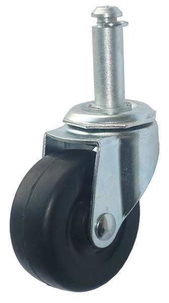 Swivel Stem Caster, Rubber, 2 in., 75 lb.