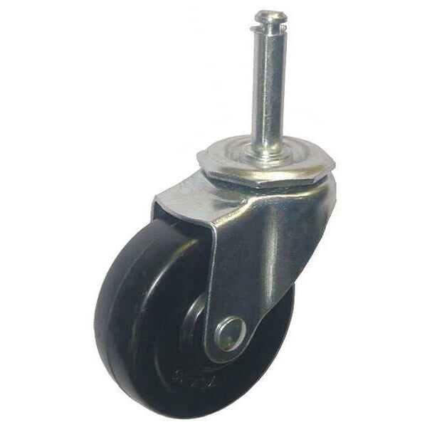 Swivel Stem Caster, Rubbr, 3 in., 100 lb., Blk