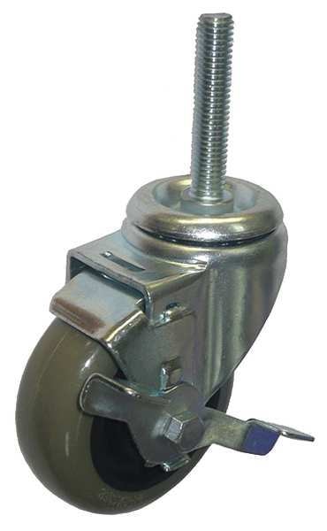 Swivel Stem Caster, Poly, 3-1/2 in., 250 lb, Gry