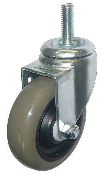 Swivel Stem Caster, Poly, 4 in, 275 lb, Gry