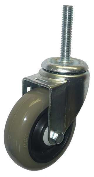 Swivel Stem Caster, Poly, 4 in., 275 lb., Gry