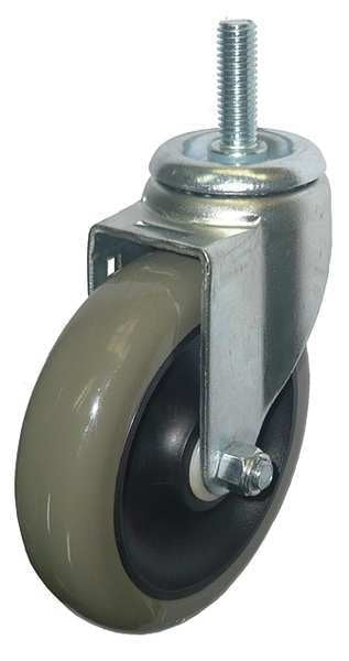 Swivel Stem Caster, Poly, 5 in., 350 lb., Gray