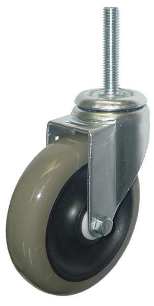 Swivel Stem Caster, Poly, 5 in., 300 lb., Gray