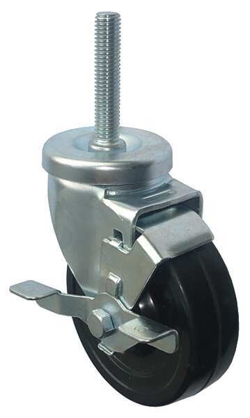 Swivel Stem Caster, Rubber, 5 in., 200 lb.