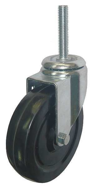 Swivel Stem Castr, Rubbr, 5 in, 200 lb, Blk