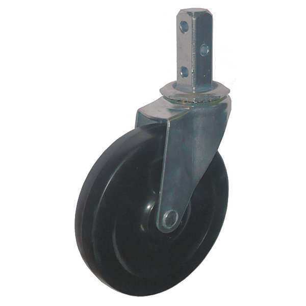 Swivel Stem Caster, Rubber, 5 in., 125 lb.