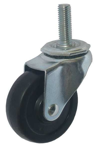 Swivel Stem Caster, Rubber, 4 in, 115 lb, Blk