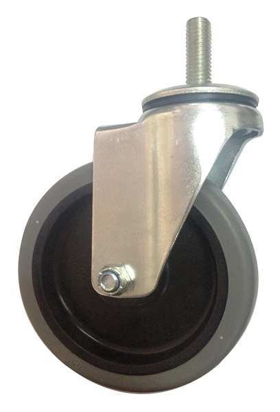 Swivel Stem Caster, Therm Rubber, 5 in., 325 lb.