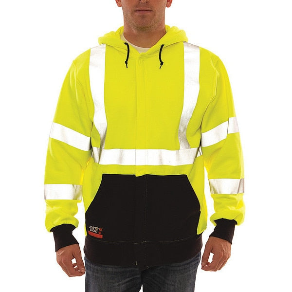 Job Sight FR Hooded Sweatshirt, Yellow/Black, L