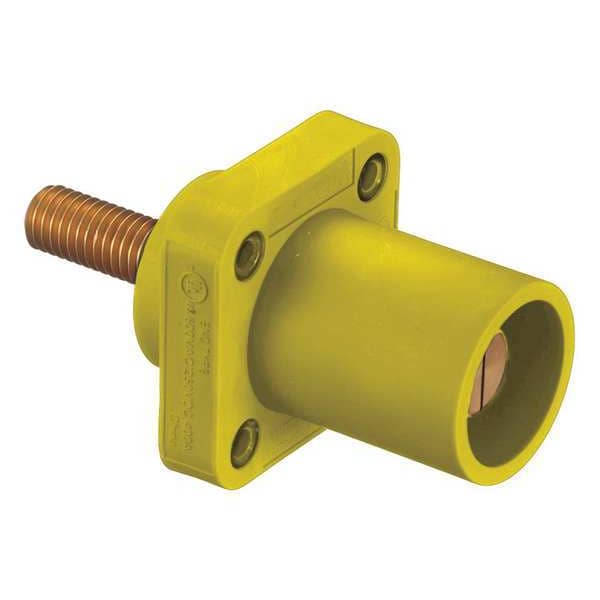 Receptacle, 4-4/0, Male, Ylw, Threaded Stud