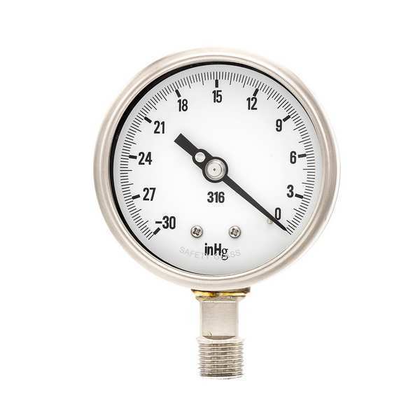 Vacuum Gauge, HD, 4In, 30-0In Hg Vacuum