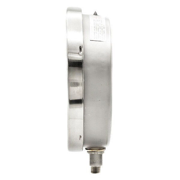 Pressure Gauge, 0 to 1500 psi, 1/4 in MNPT, Stainless Steel, Silver