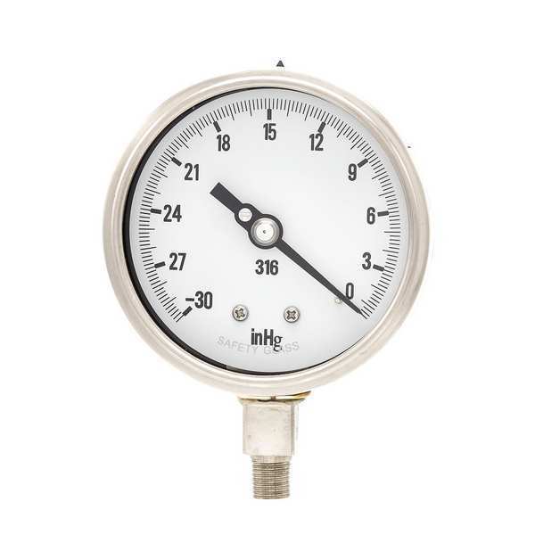 Vacuum Gauge, Heavy Duty, 4 In., 30-0 HgVac