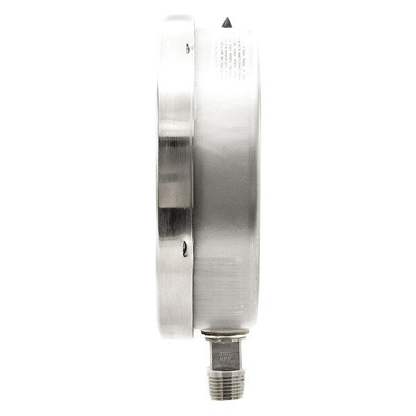 Pressure Gauge, 0 to 30 psi, 1/2 in MNPT, Stainless Steel, Silver