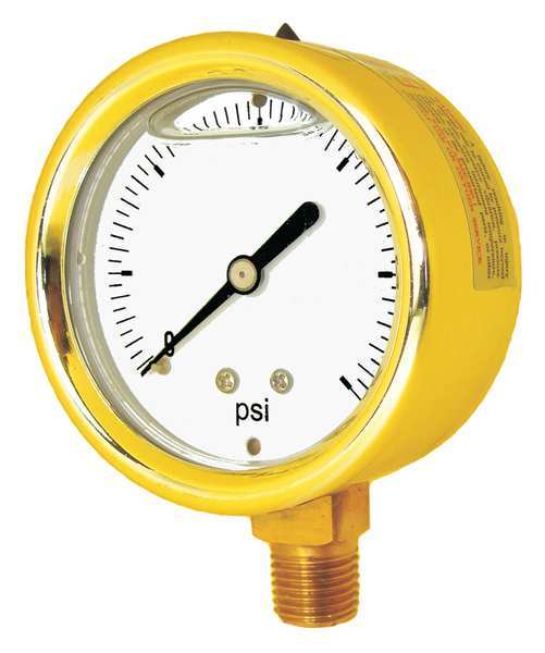 Compound Gauge, -30 to 0 to 300 in Hg/psi, 1/4 in MNPT, Brass, Gold
