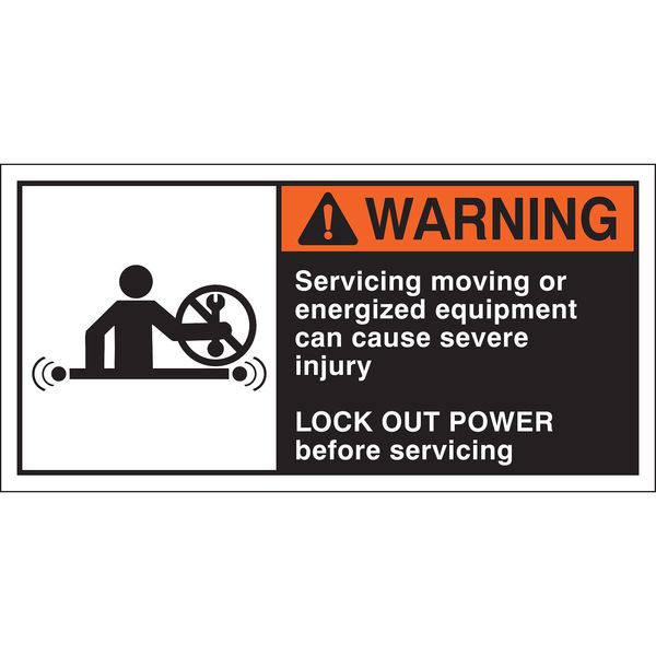 Warning Label, 2-1/2inHx5inW, HP Poly., PK5, 96163