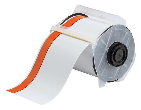 Label Tape, Orange/White, Labels/Roll: Continuous