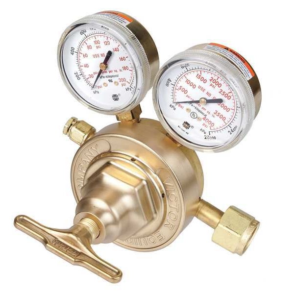 Gas Regulator, Single Stage, CGA-580, 10 to 200 psi, Use With: Argon, Helium, Nitrogen