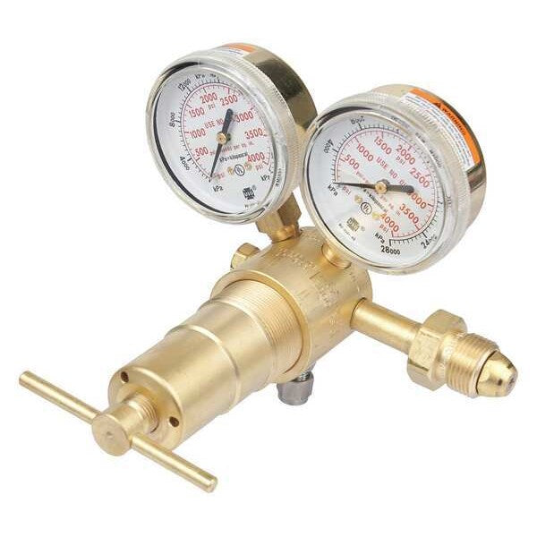 Gas Regulator, Single Stage, CGA-580, 200 to 3000 psi, Use With: Argon, Helium, Nitrogen