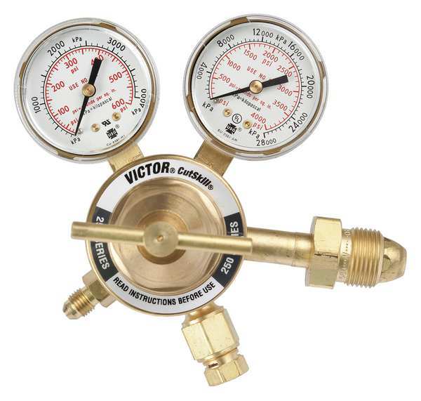 Gas Regulator, Single Stage, CGA-580, 10 to 200 psi, Use With: Argon, Helium, Nitrogen