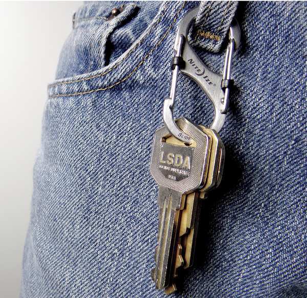 Carabiner Clip, 1-31/32 in., Silver