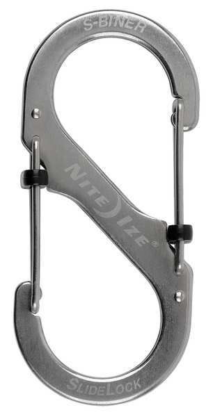 Carabiner Clip, 3-35/64 in., Silver