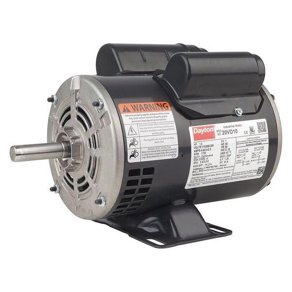 Capacitor-Start/Run General Purpose Motor, 1/3 HP, 115/208-230V AC Voltage, 56 Frame