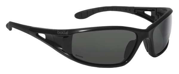 Polarized Safety Glasses, Wraparound Gray Polycarbonate Lens, Scratch-Resistant