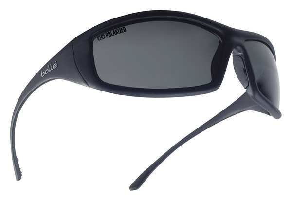 Polarized Safety Glasses, Wraparound Gray Polycarbonate Lens, Scratch-Resistant