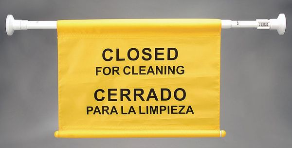 Door Barricade Sign, 14 in Height, 32 in to 52 in Width, Aluminum, Nylon, Horizontal Rectangle