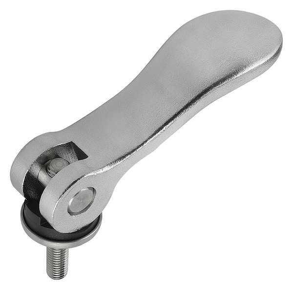 Cam Lever Size: 2 M10X50, A=100, B=33, Polyamide Black, Comp: Stainless Steel