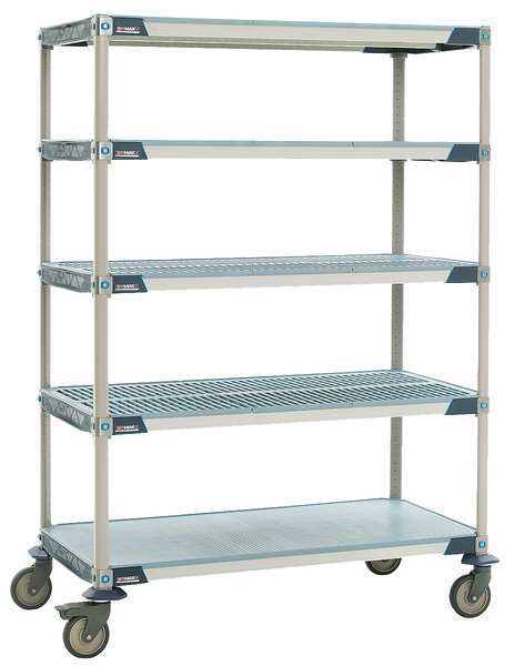 Polymer/304 Stainless Steel Utility Cart, 5 Shelves, 900 lb