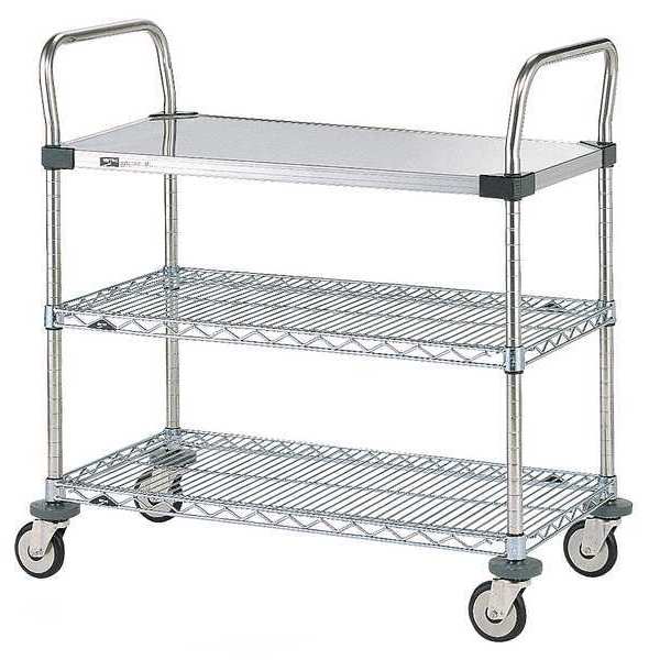 Utility Cart, SS/Chrome, 38x21x38, 3 Shelf