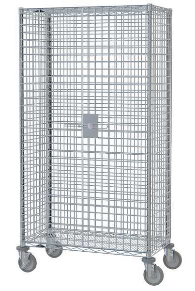 Wire Security Cart with Adjustable Shelves 900 lb Capacity, 22 in W x 41 in L x 68 in H, 0 Shelves