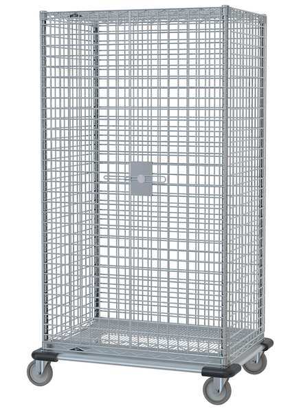 Wire Security Cart with Adjustable Shelves 900 lb Capacity, 28 in W x 50 1/2 in L x 68 1/2 in H