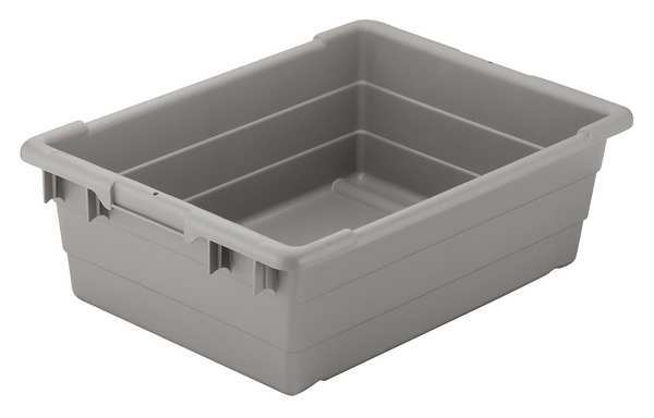 Cross Stacking Container, Gray, Polyethylene, 25 in L, 16 in W, 8 1/2 in H