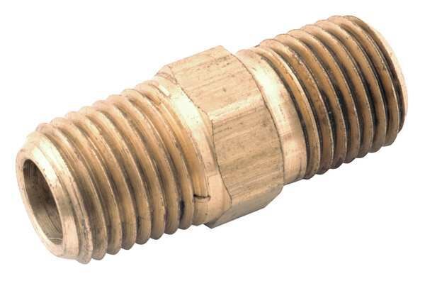 Low Lead Brass Hex Nipple, 1/4