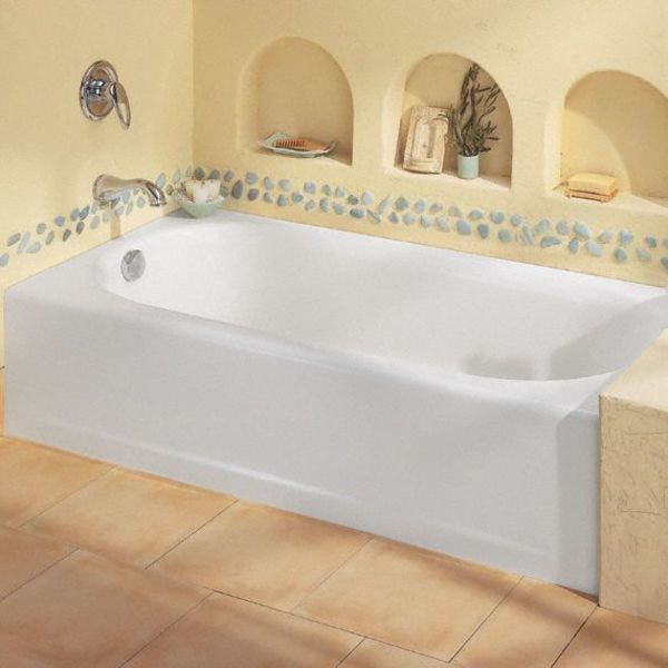 Recess Bath with Integral Overflow for Above Floor Rough Installation, 60 in L, 30 in W, White