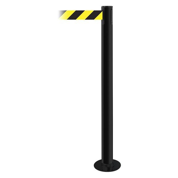 Fixed Barrier Post with Belt, Black