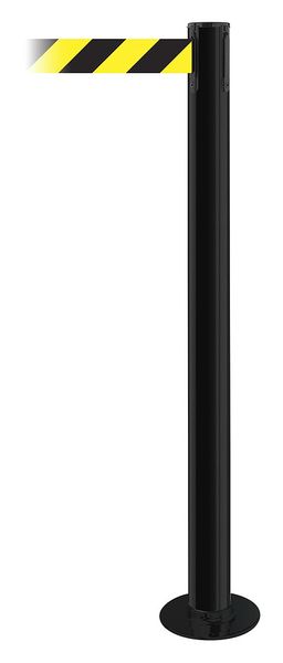 Fixed Barrier Post with Belt, Black
