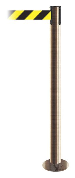Fixed Barrier Post with Belt, Satin Brass