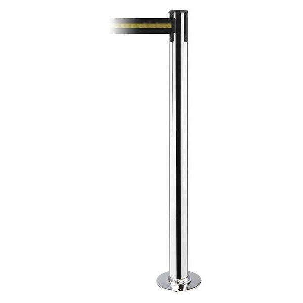 Fixed Barrier Post w/ Belt, Yellow/Black