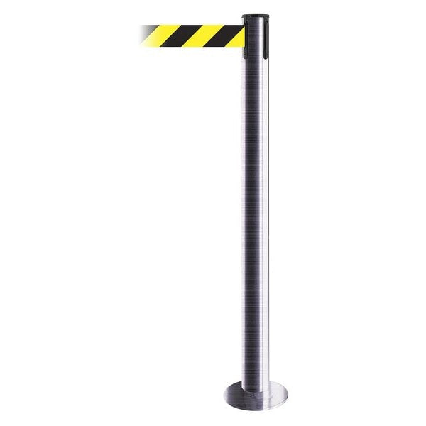 Fixed Barrier Post w/ Belt, Satin Chrome