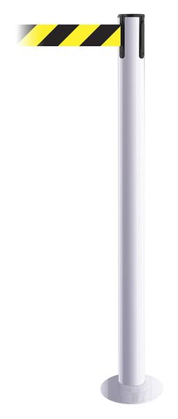 Fixed Barrier Post with Belt, White