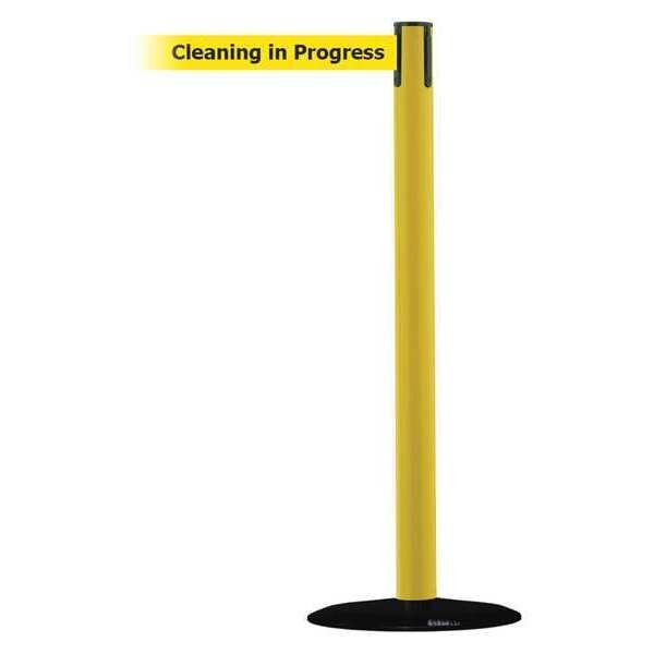 Barrier Post with Belt, 13 ft. L, Yellow
